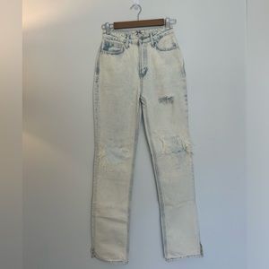 We the Free | Free People - acid wash denim, side-slit bottom detail - size 25